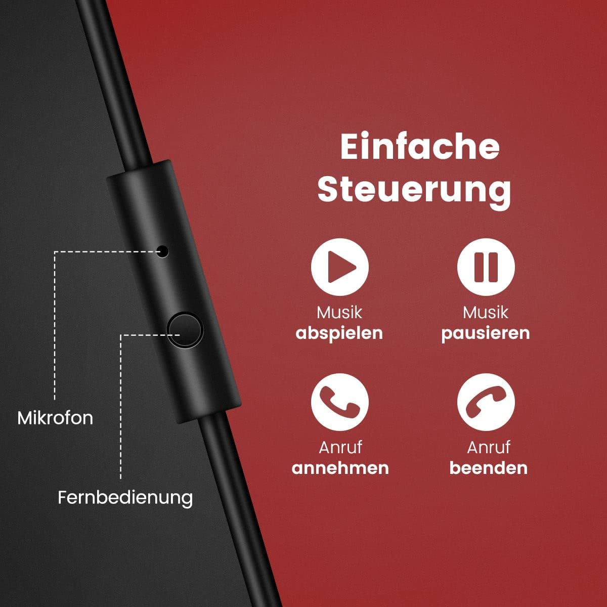 Fusion A71 DJ Kopfhörer Over Ear mit Share Port, Rot A71