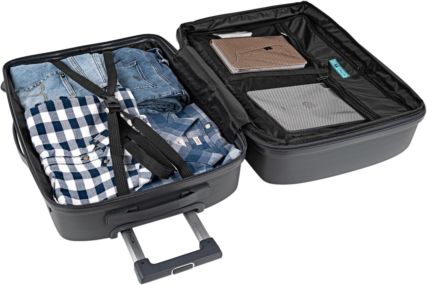 Hochwertiger Reisekoffer mit Rollen (Mittelgross), Antrazit M