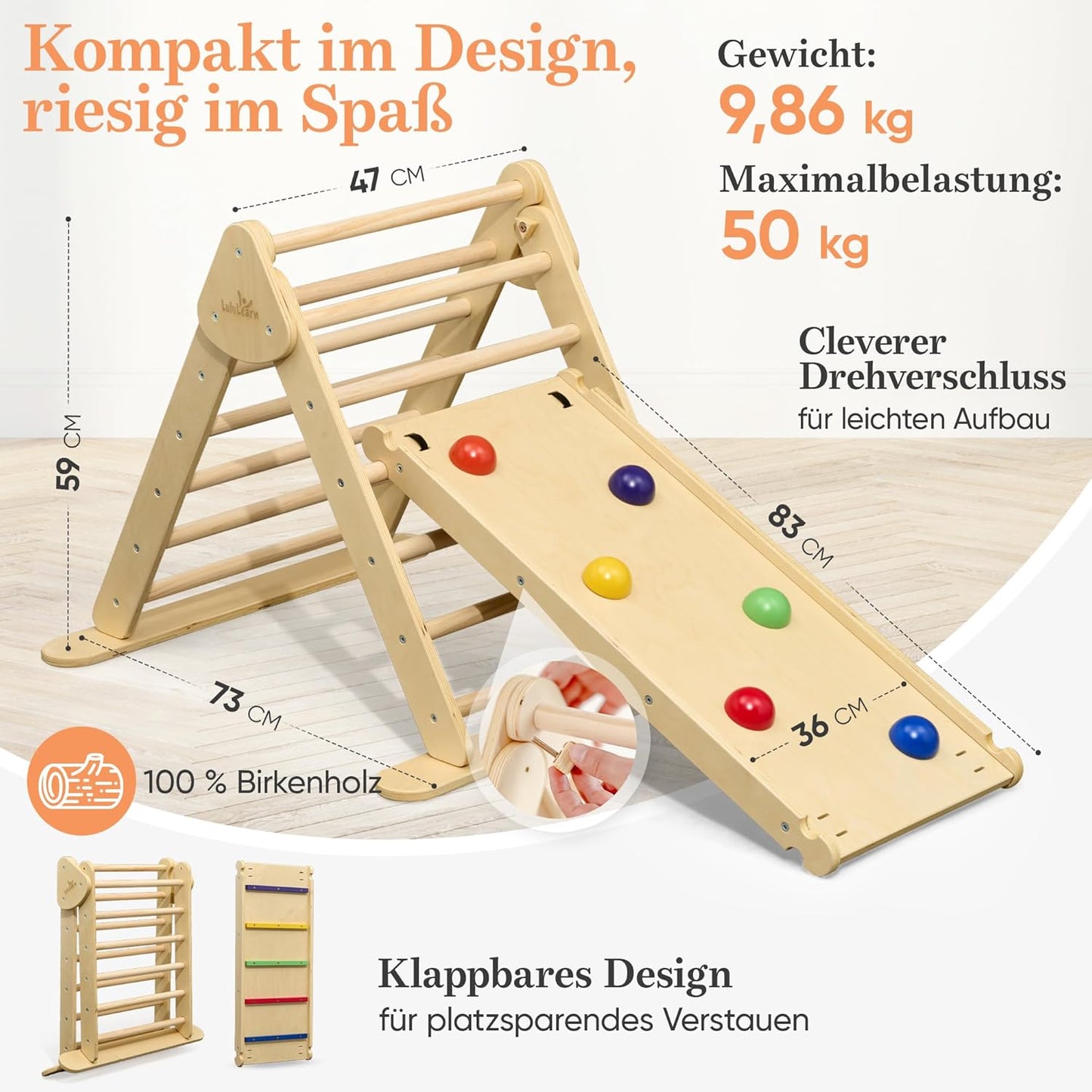 Kletterdreieck für Indoor & Outdoor, 2T-Natural