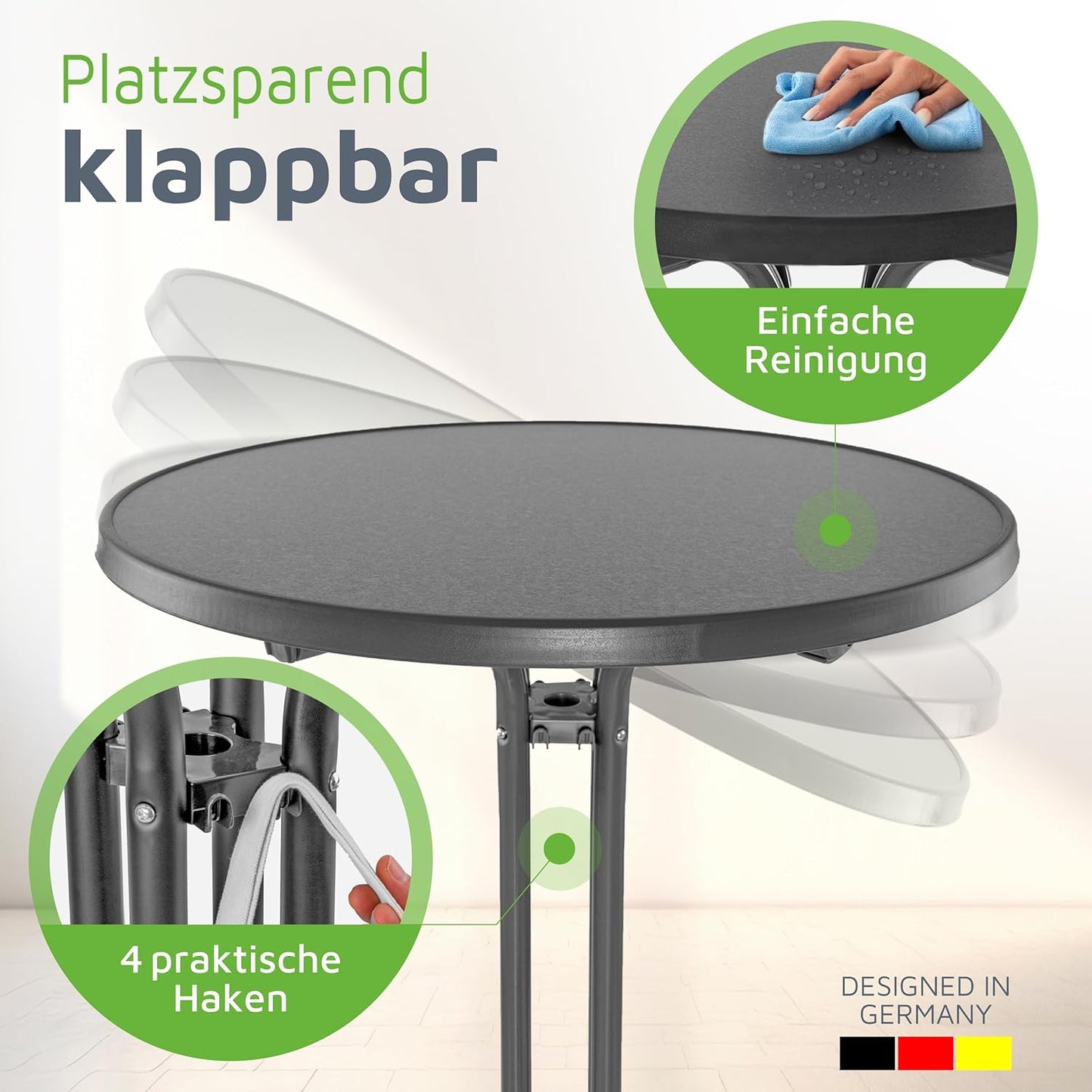 Klappbarer Stehtisch Nico, Anthrazit Ø 70