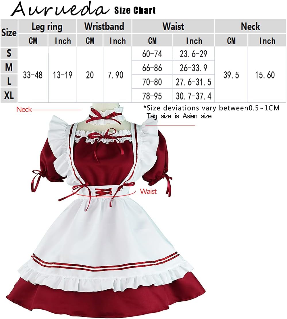 Anime Dienstmädchenkostüm, Burgundisch L