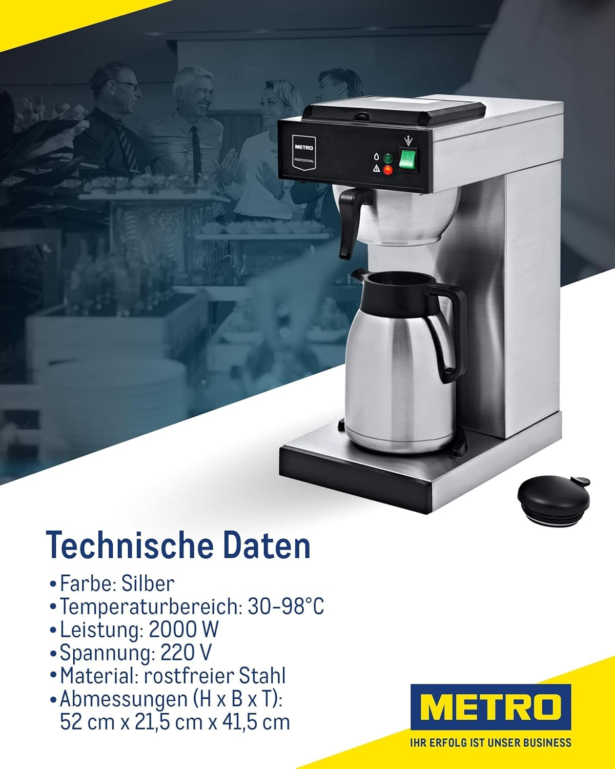 Filterkaffeemaschine mit Isolierkanne (2.3L), 2.3L Wassertank mit Isolierkanne