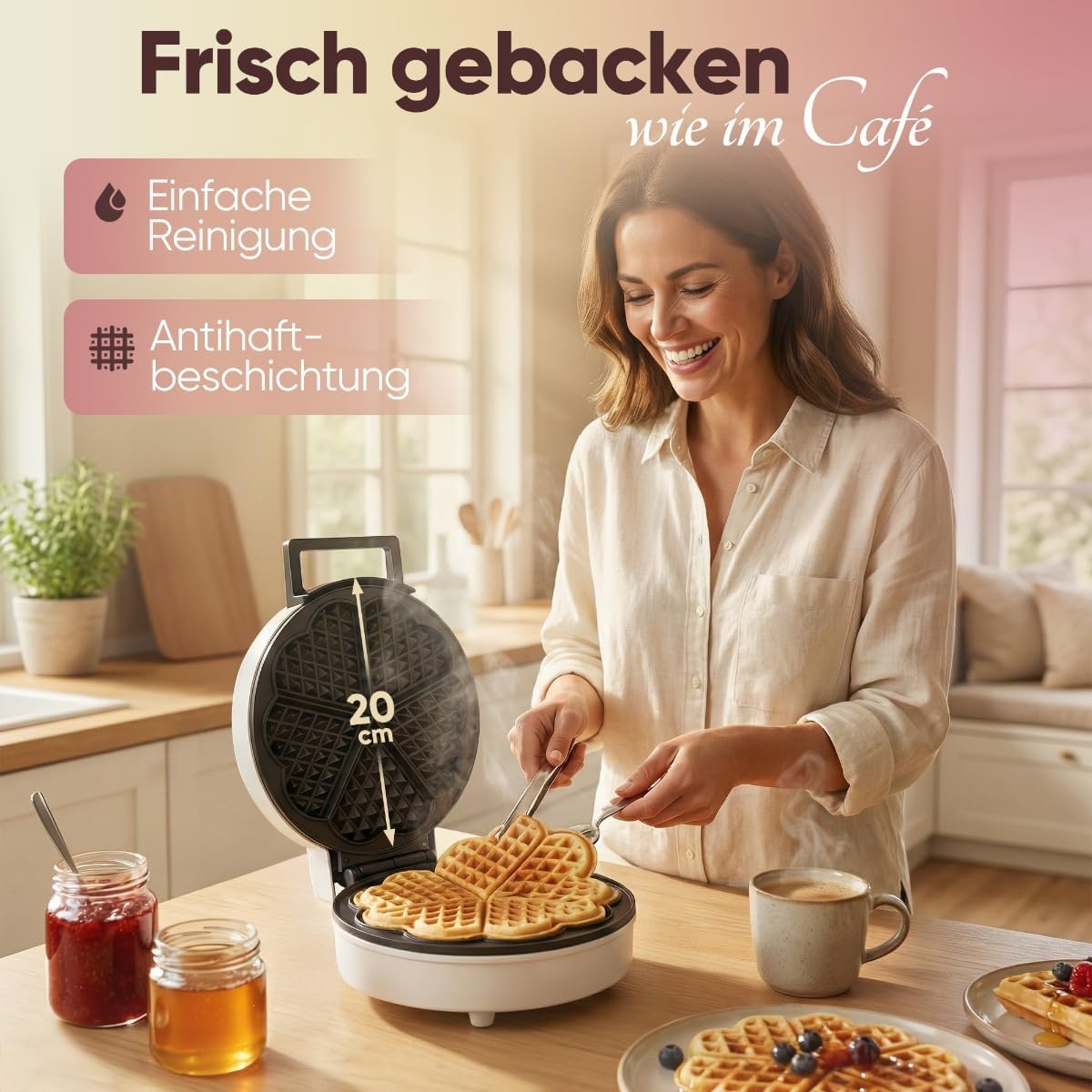 Hertzförmiges Waffeleisen WA 3832, Weiss