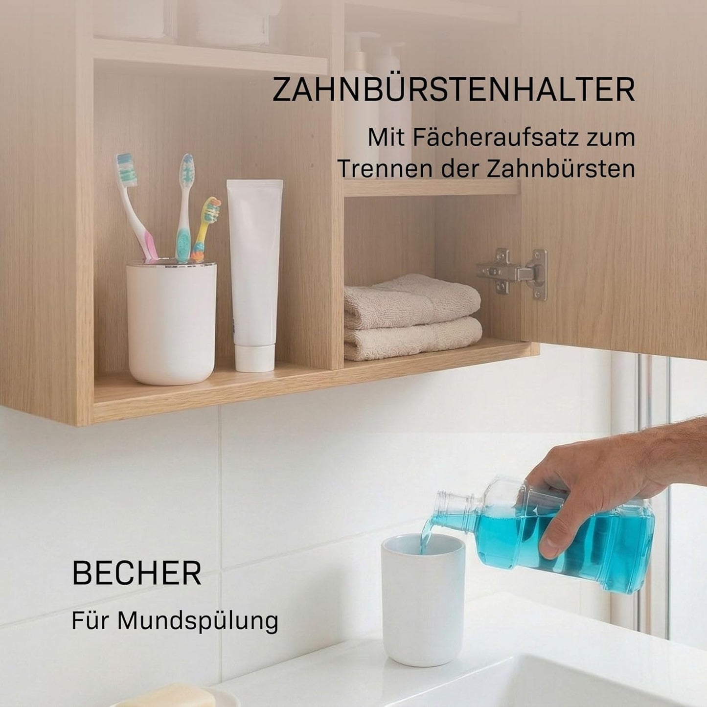 6-teiliges Badezimmer-Zubehörset, Weiss