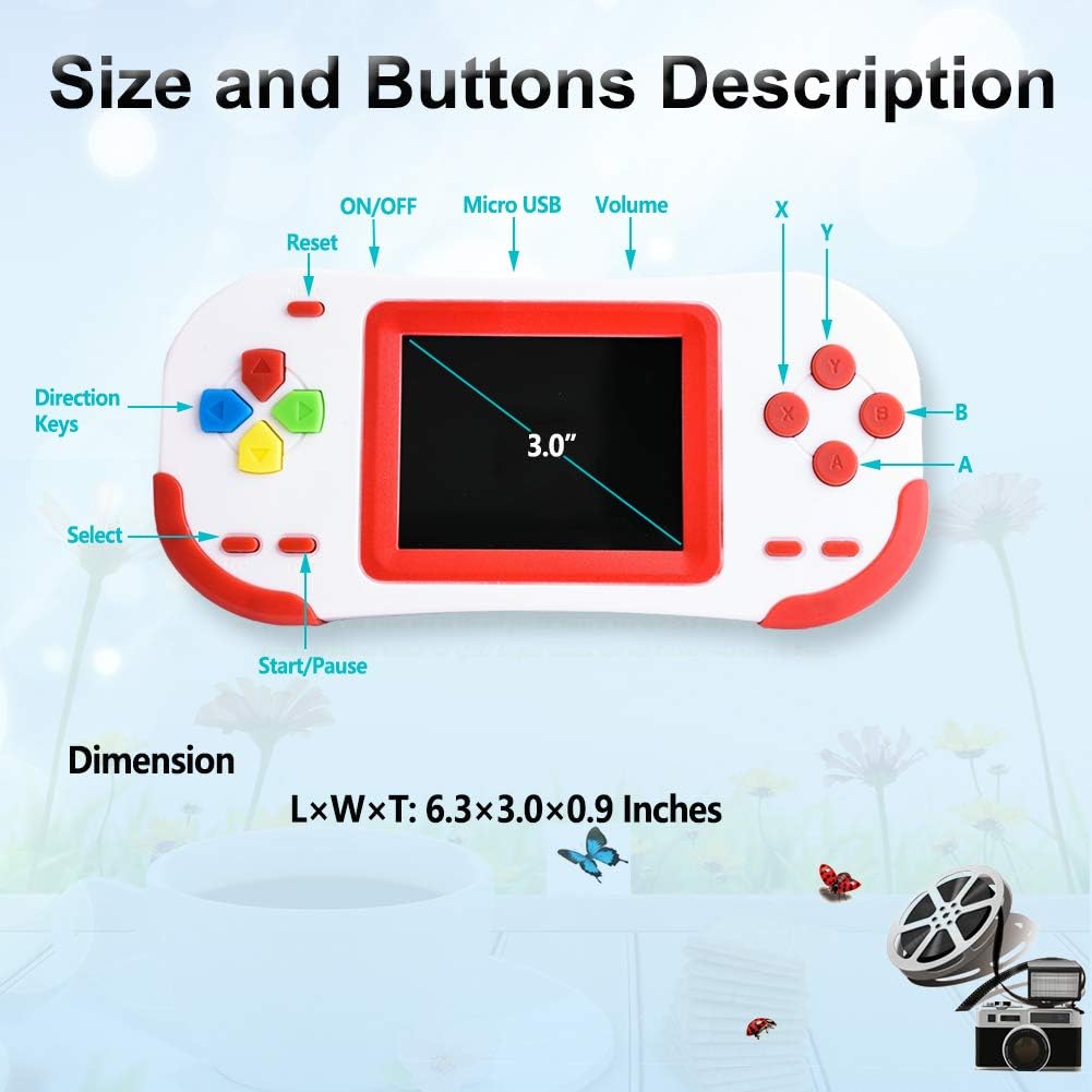 Retro-Handheld-Konsole mit 220 Spielen, Rot