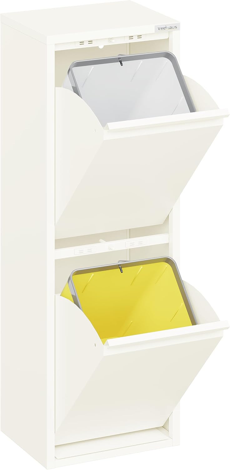 Küchen-Abfalleimer System, Creme Weiss 2 X 15 L