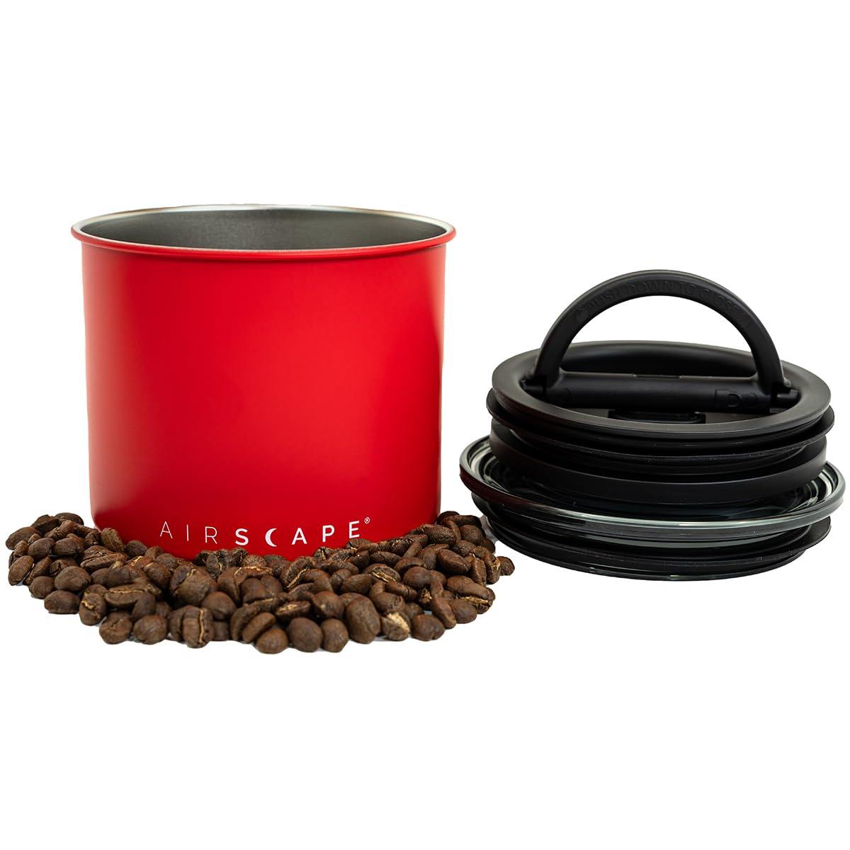 Edelstahl-Kaffeedose mit luftdichtem Deckel, Mattes Rot Small