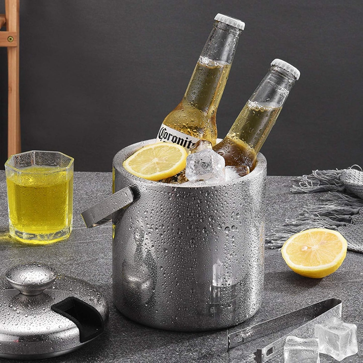 Eiseimer mit Zange und Sieb, 2.2L