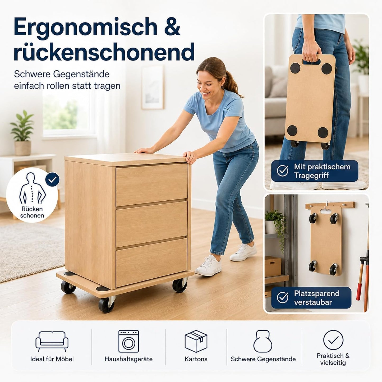Möbelroller, Eckig