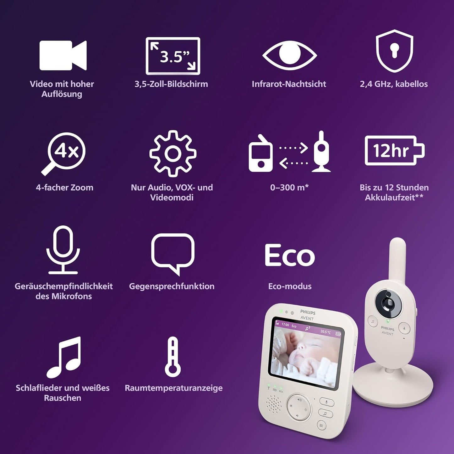 Babyphone Avent mit Kamera und Nachtsicht (SCD891/26), SCD891/26