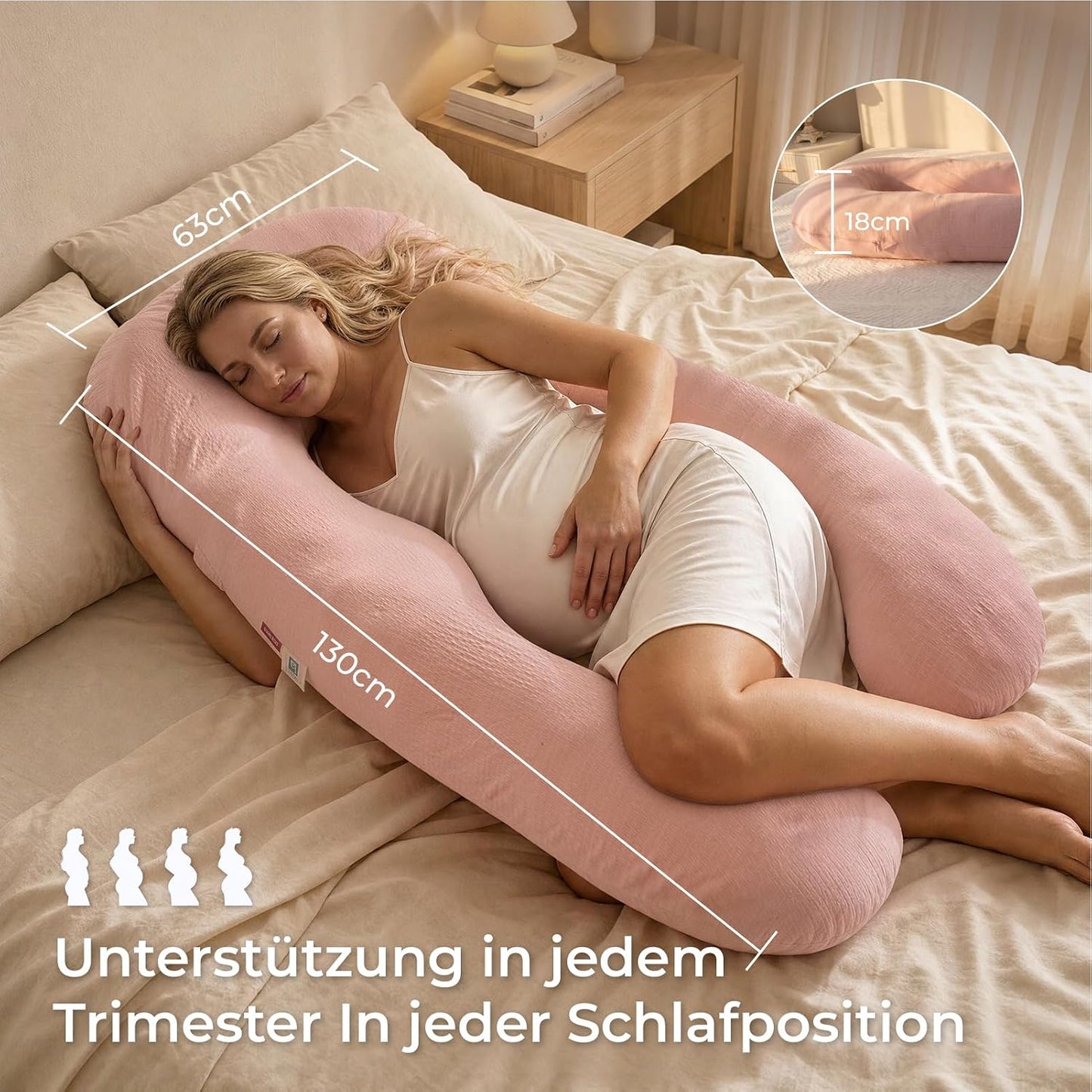 U-Lite Schwangerschaftskissen mit Baumwollbezug, Gestrickte Baumwolle-rosa