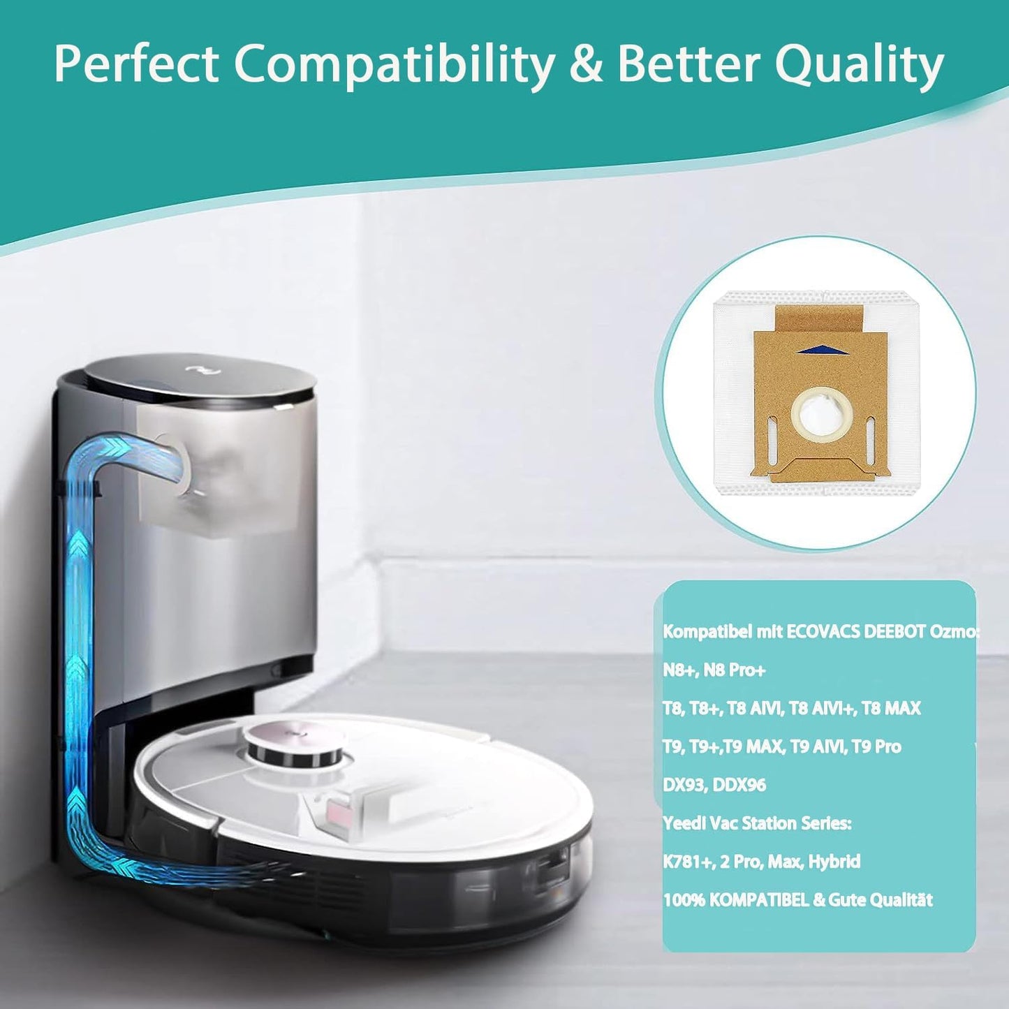 10 Stück Staubsaugerbeutel für Ecovacs Deebot, 10 Stück Staubsaugerbeutel