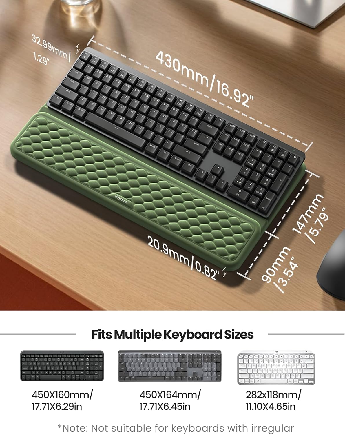 Ergonomische Tastatur-Handauflage, Grau L