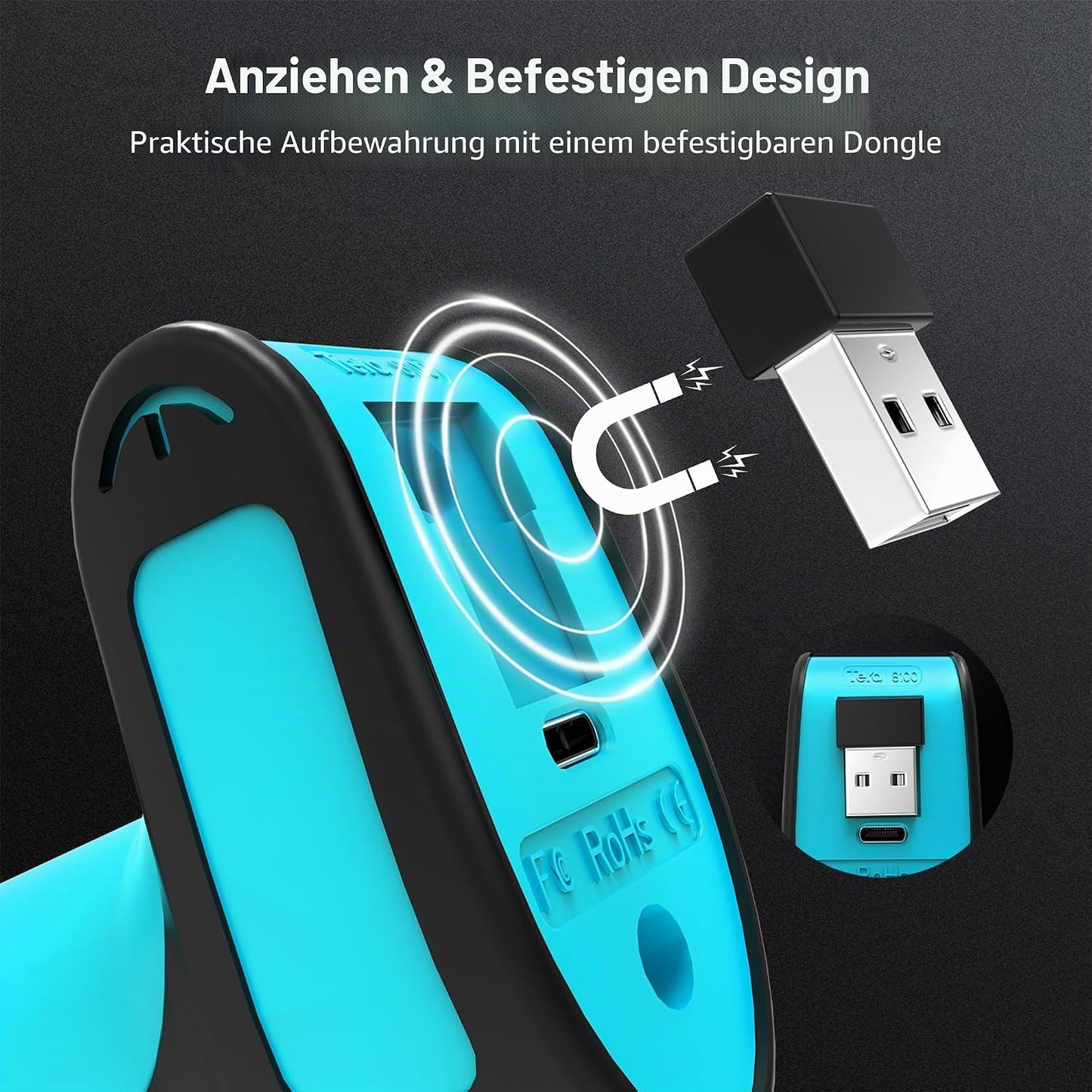 Pro 3 in 1 Barcodescanner 2D/1D kabellos & kabelgebunden, 2D kabellos mit Halterung Blau