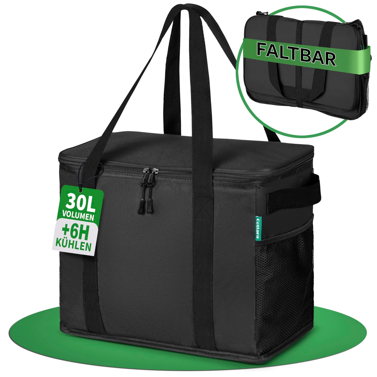 Faltbare Kühltasche, Schwarz einzeln 40 x 24 x 31 cm