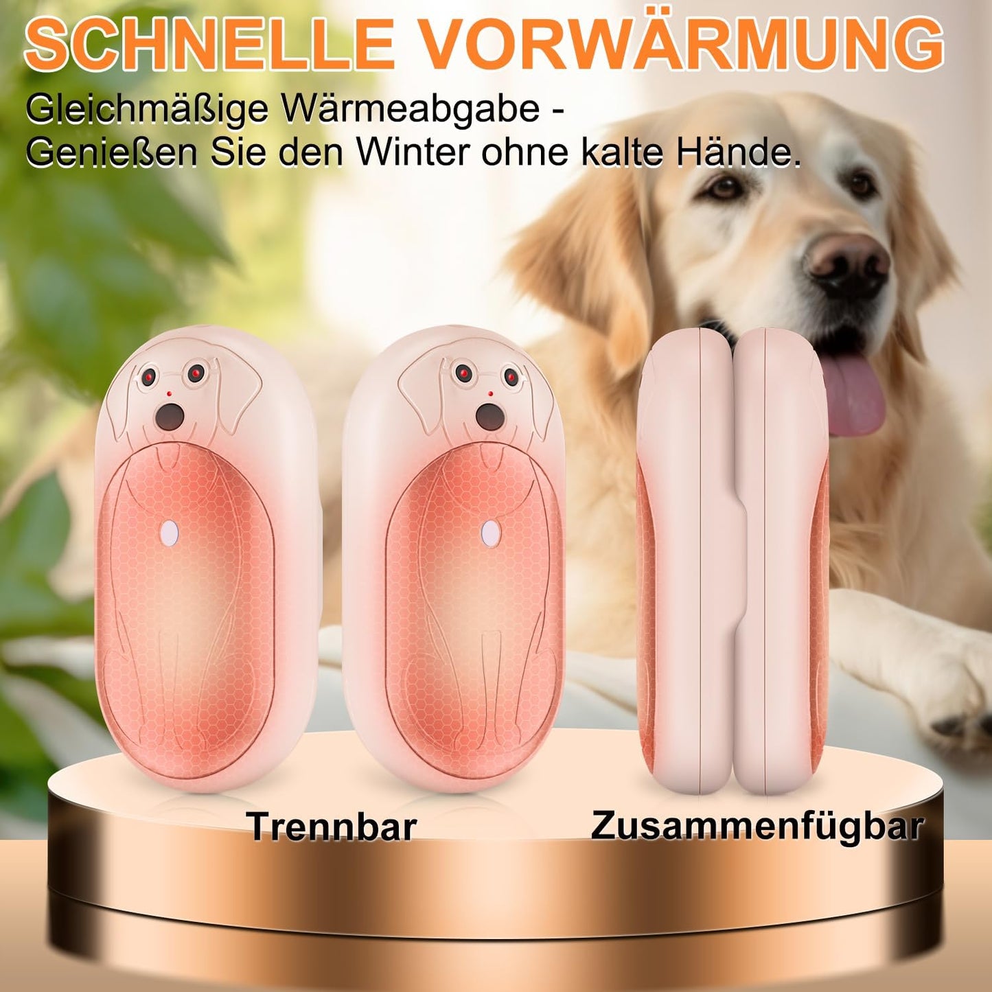 Elektrische Taschenwärmer Set (2 Stück), Rosa Handwärmer