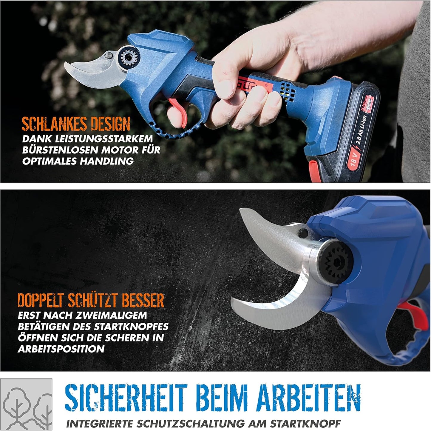 ASC 18-201-05 K Akku Astschere 18 V Brushless ( 58438 ) + 1x Akku 2,0 Ah + Ladegerät + Koffer, inkl. 2,0 Ah Akku & Ladegerät