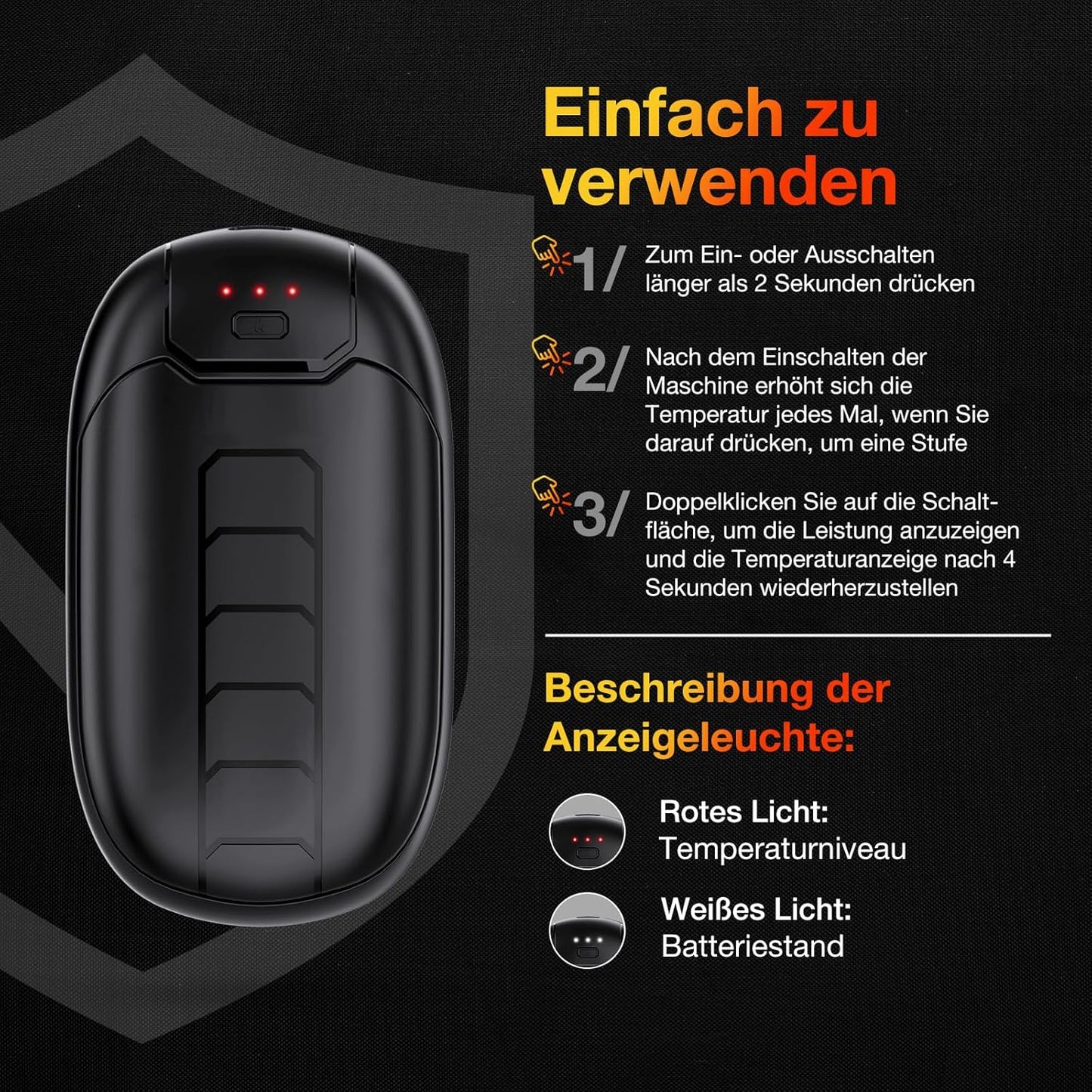 Wiederaufladbare Handwärmer, N1-Schwarz