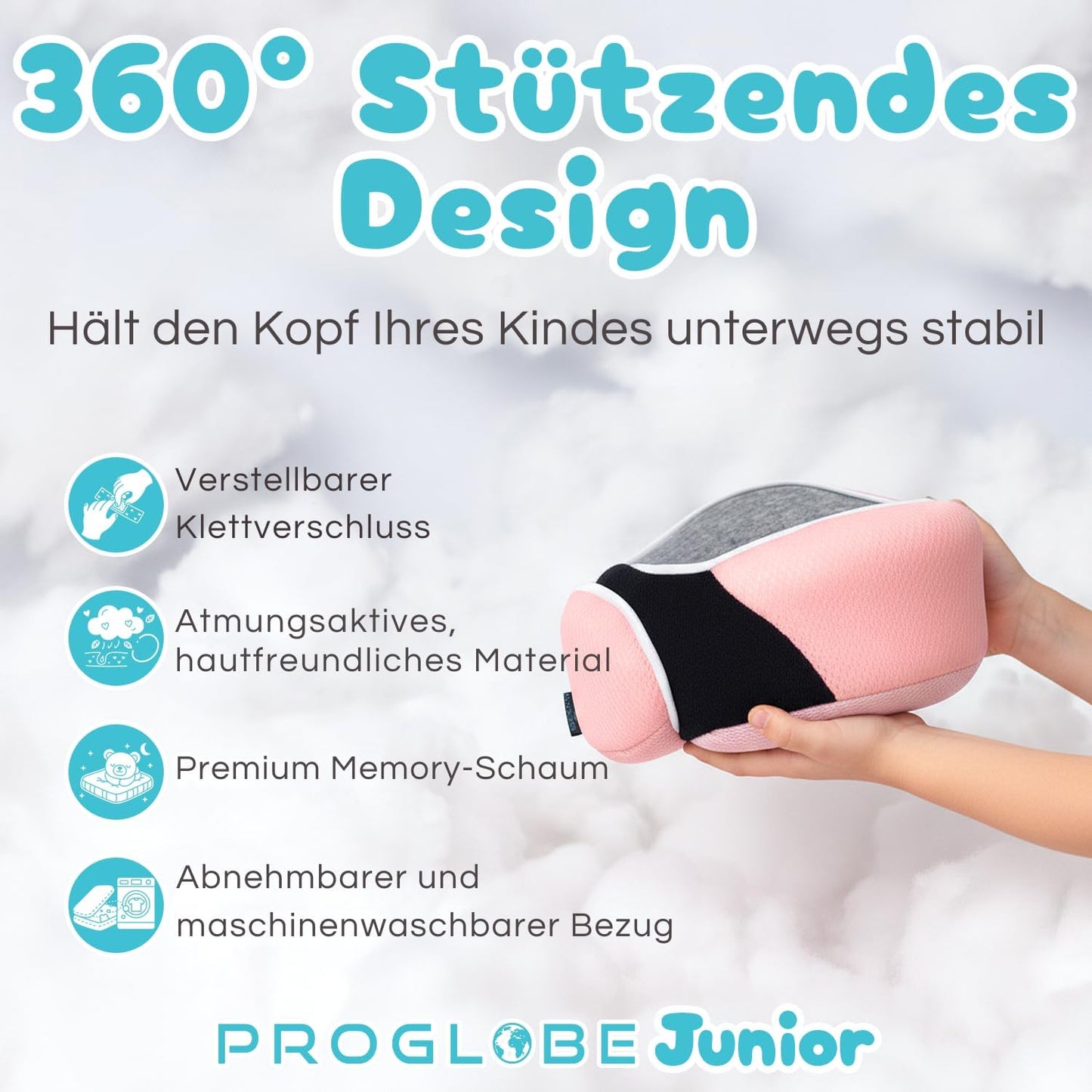 Ergonomisches Reisekissen für Kinder, Hellrosa – Kinder