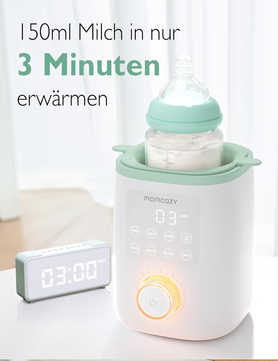 Nutri-Flaschenwärmer MW02 mit Nachtlicht und Schnellaufheizung