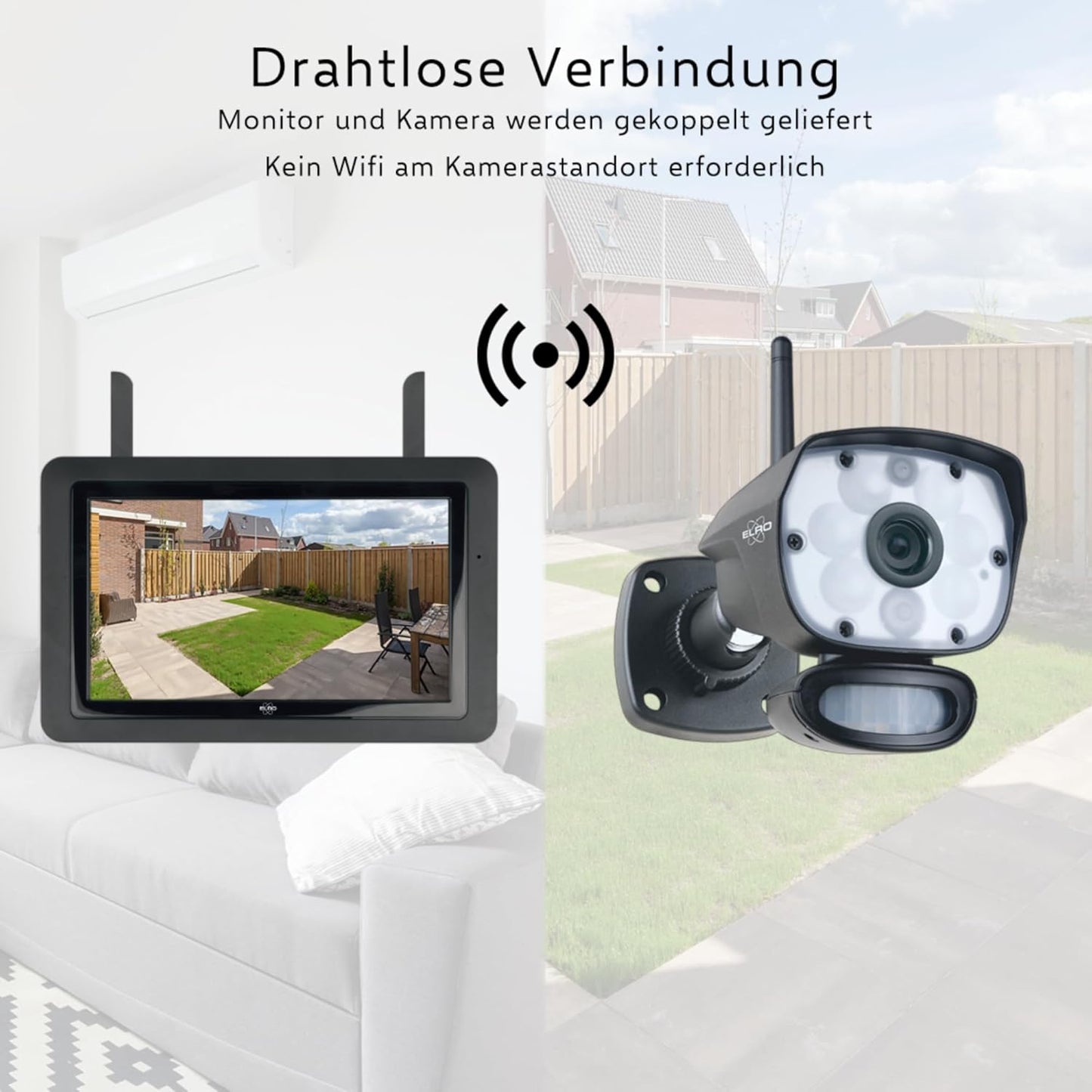 2-teiliges Überwachungskamera-Set mit Bildschirm und App, 2-teiliges Set Kamera-Set