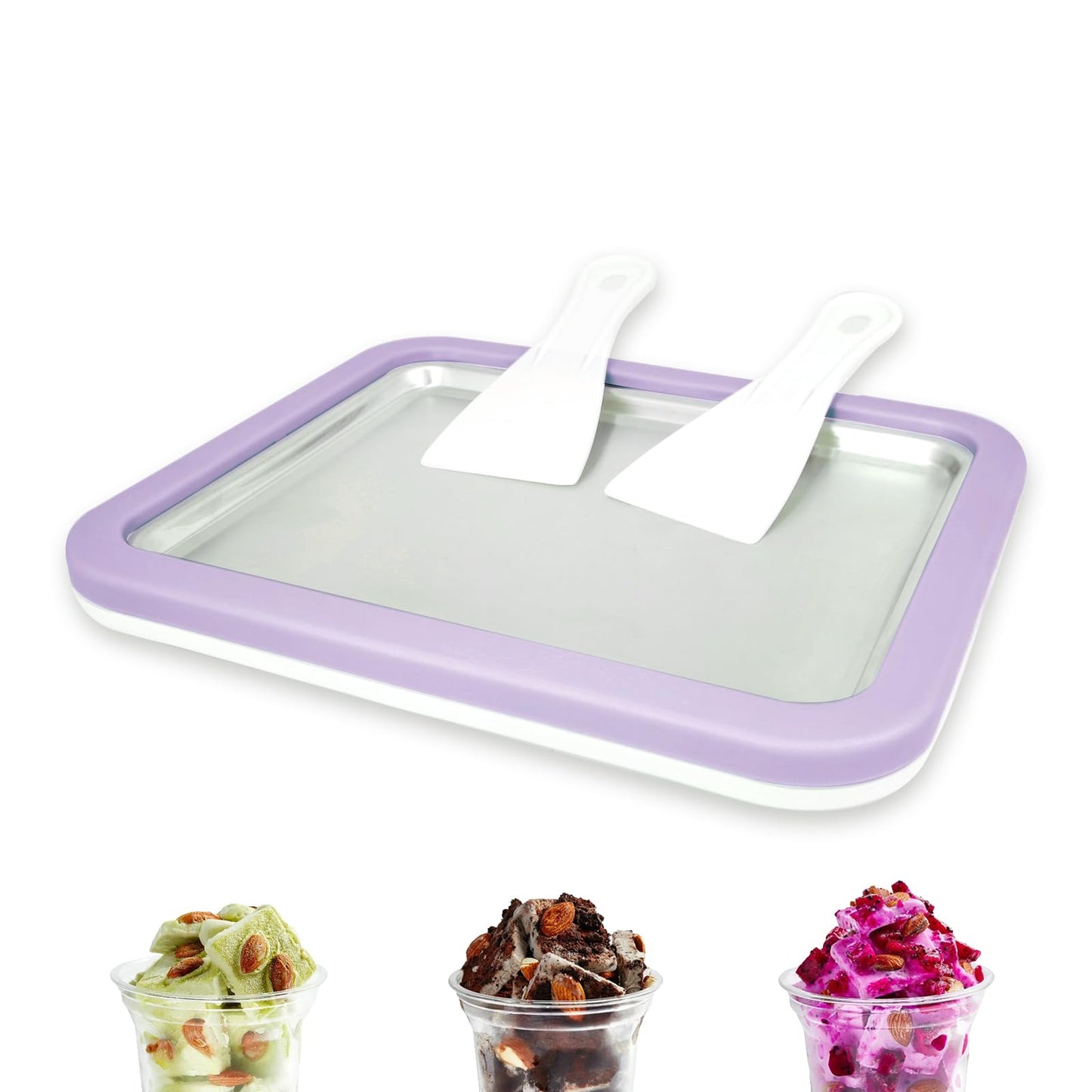 Eisplatte für DIY Ice Cream Rolls mit 2 Spateln, Lavender