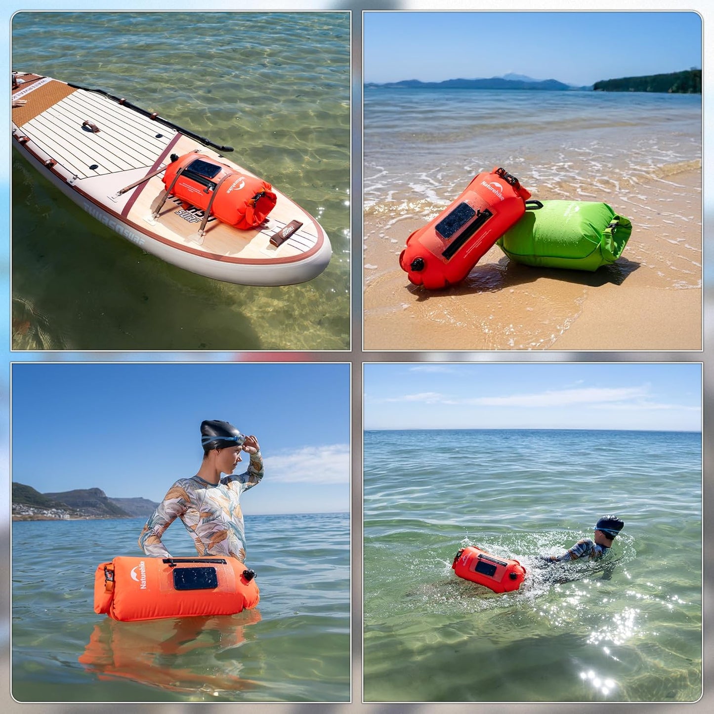 Schwimmboje mit verstellbarem Hüftgurt und Handyfach, Orange18l/Upgrade