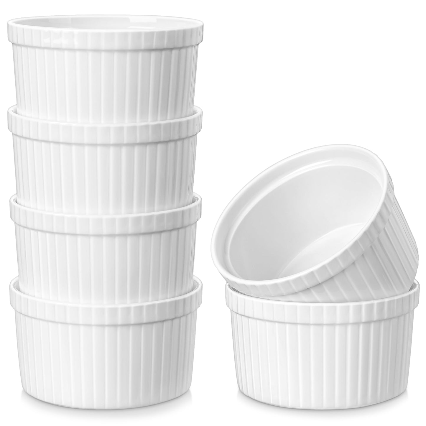 Auflauf- & Souffléförmchen, 6 Stück, ofenfest, 220 ml 6er Set (ohne Deckel)