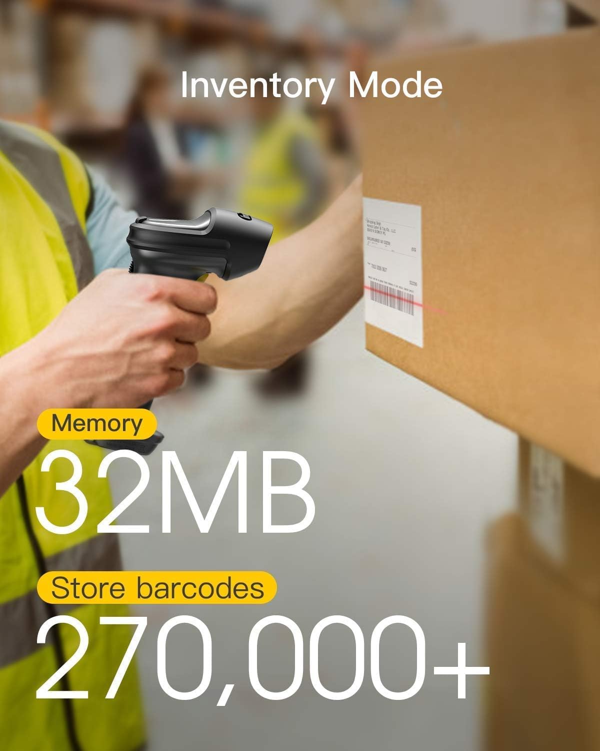 Pro 7 Bluetooth Barcode Scanner mit 100m Reichweite, Dunkelgrau 1D CCD