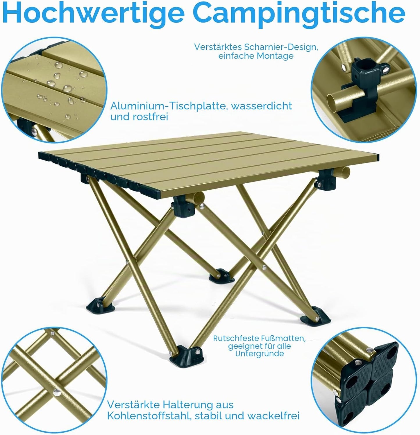 Klappbarer Campingtisch mit Tragetasche, Beige