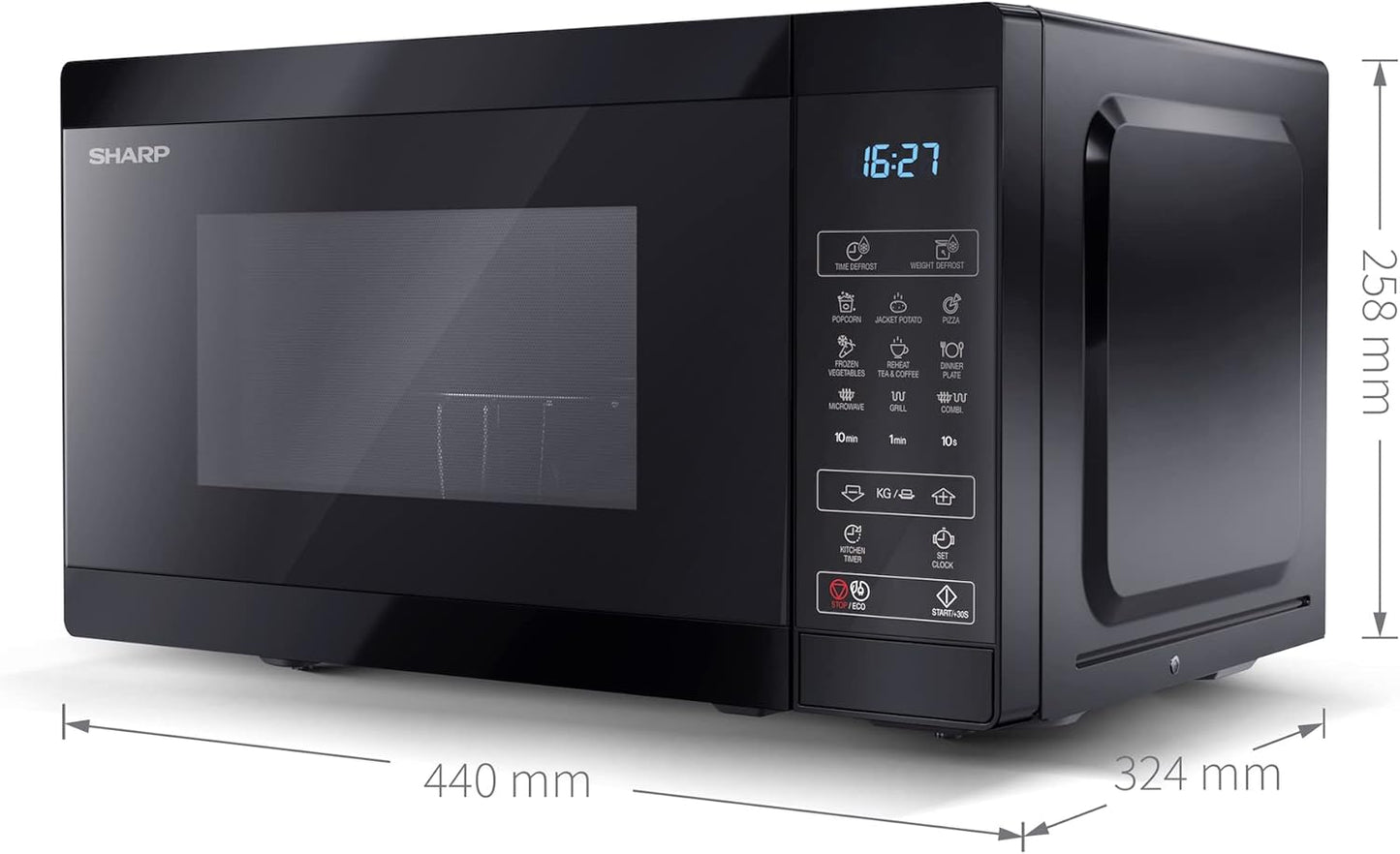 Mikrowelle YC-MG02E-B, Schwarz 20 Liter, 800W Ohne Griff