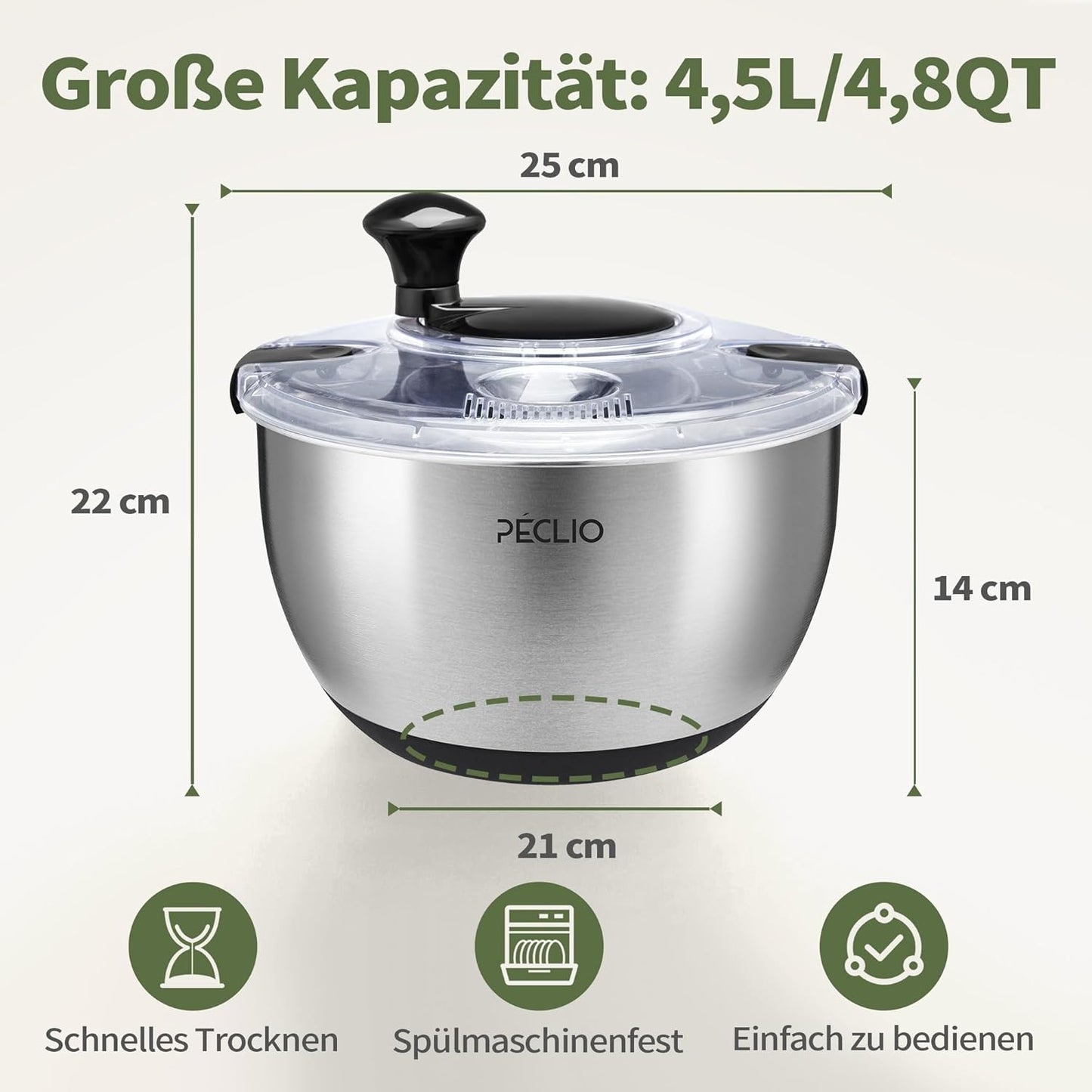 Salatschleuder aus Edelstahl