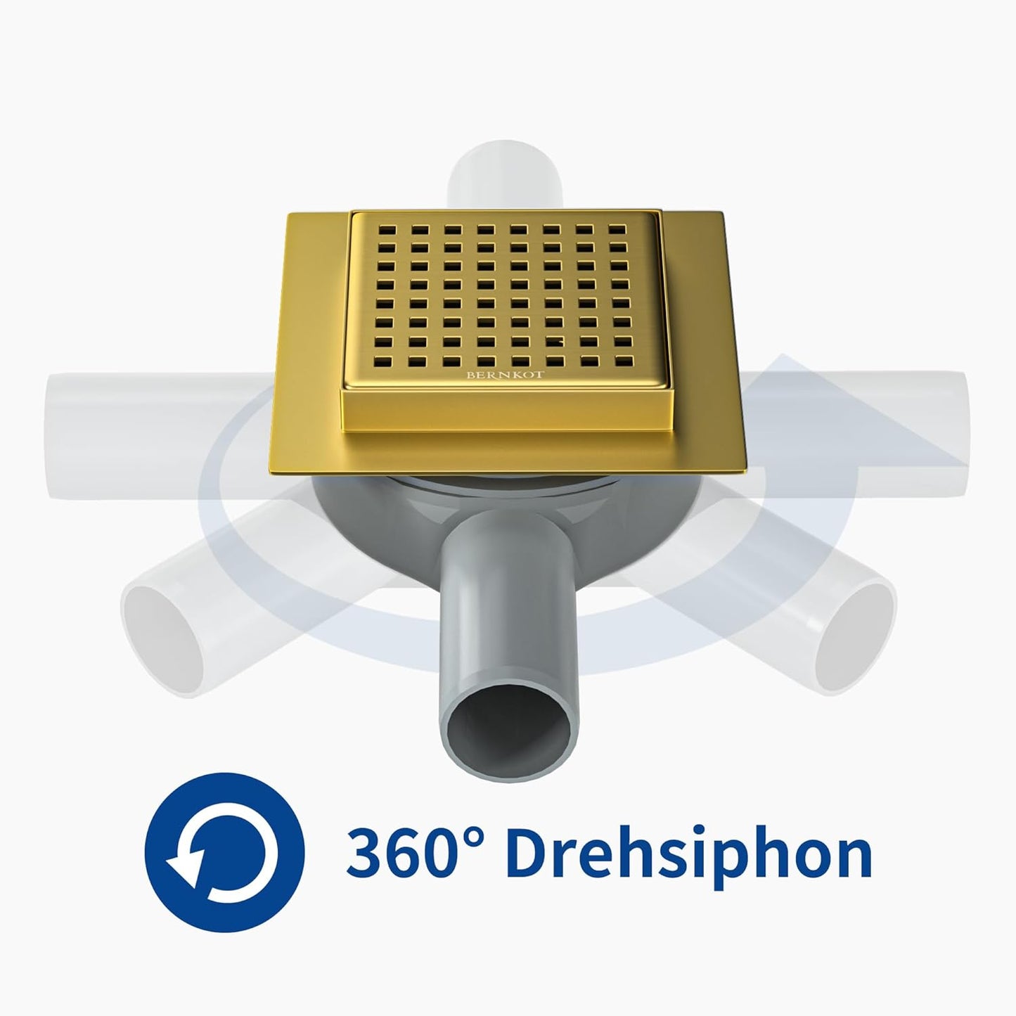 Quadratische Duschrinne mit Haarsieb, Gold 10cm