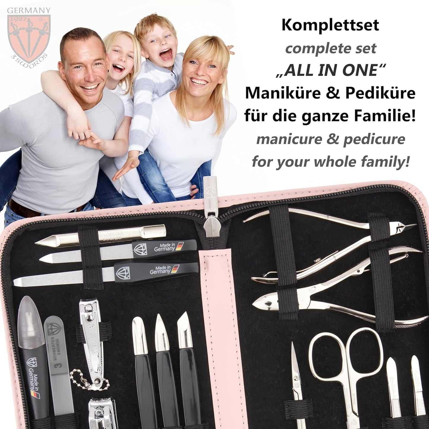 16-teiliges Nagelpflege Set Cinisello, ROSA / KUNSTLEDER