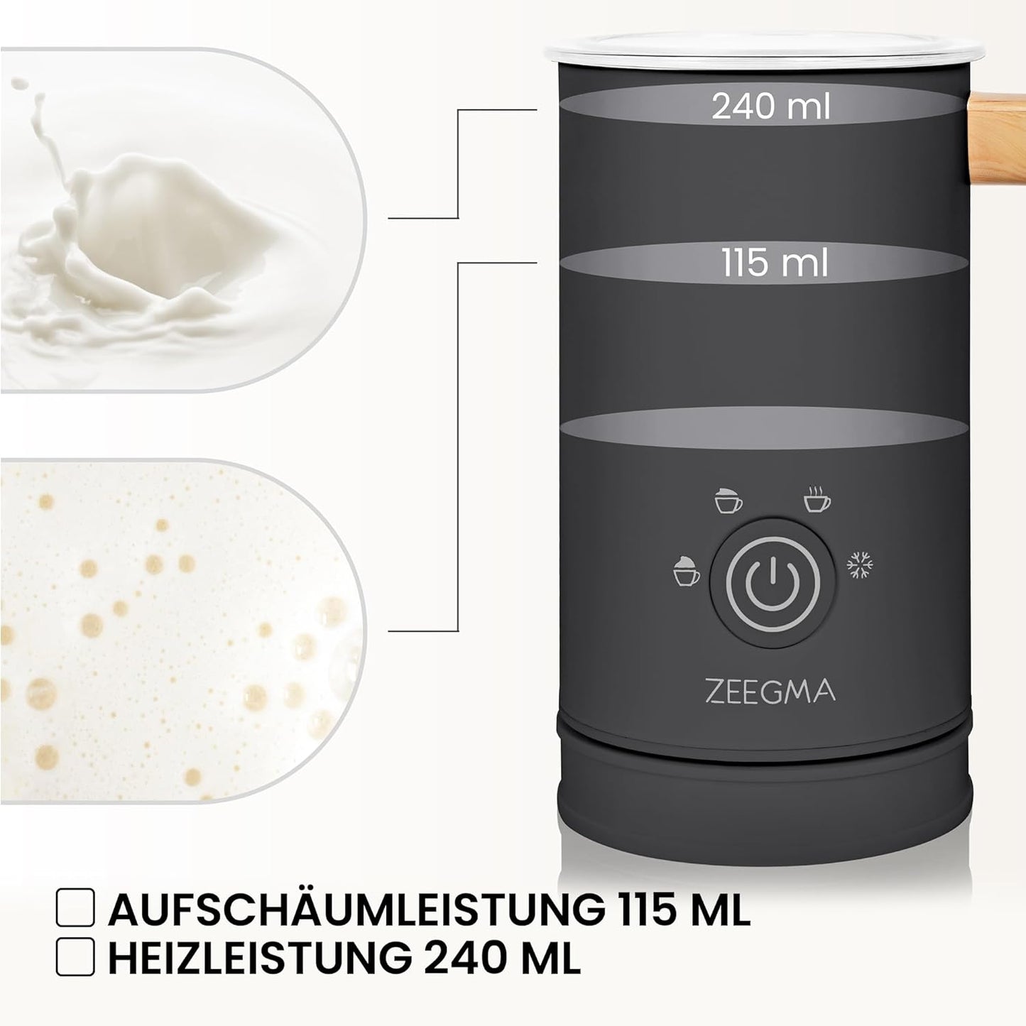 Milkee Milchaufschäumer für warme & kalte Milch, Weiß