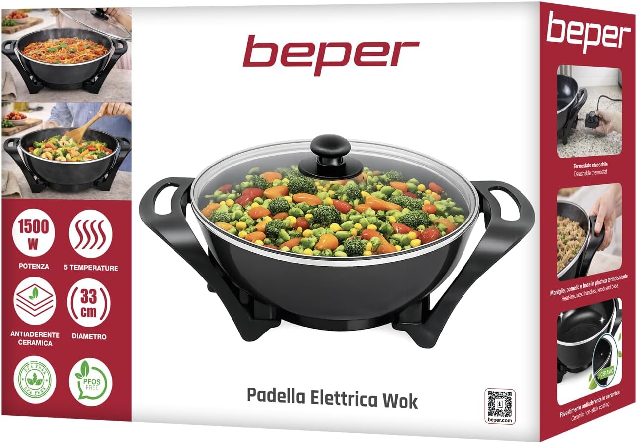 Elektrischer Wok mit einstellbarem Thermostat