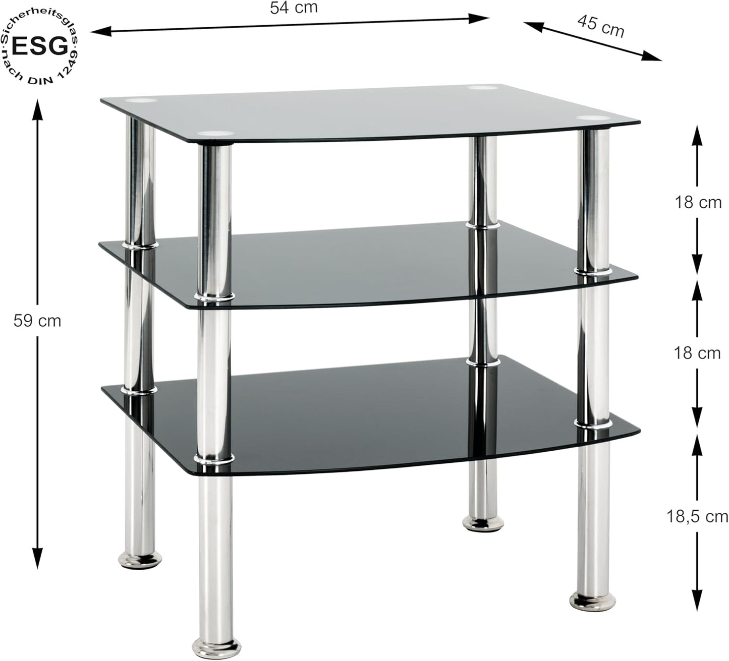 Beistelltisch July, Edelstahl-schwarz 54 x 45 x 61