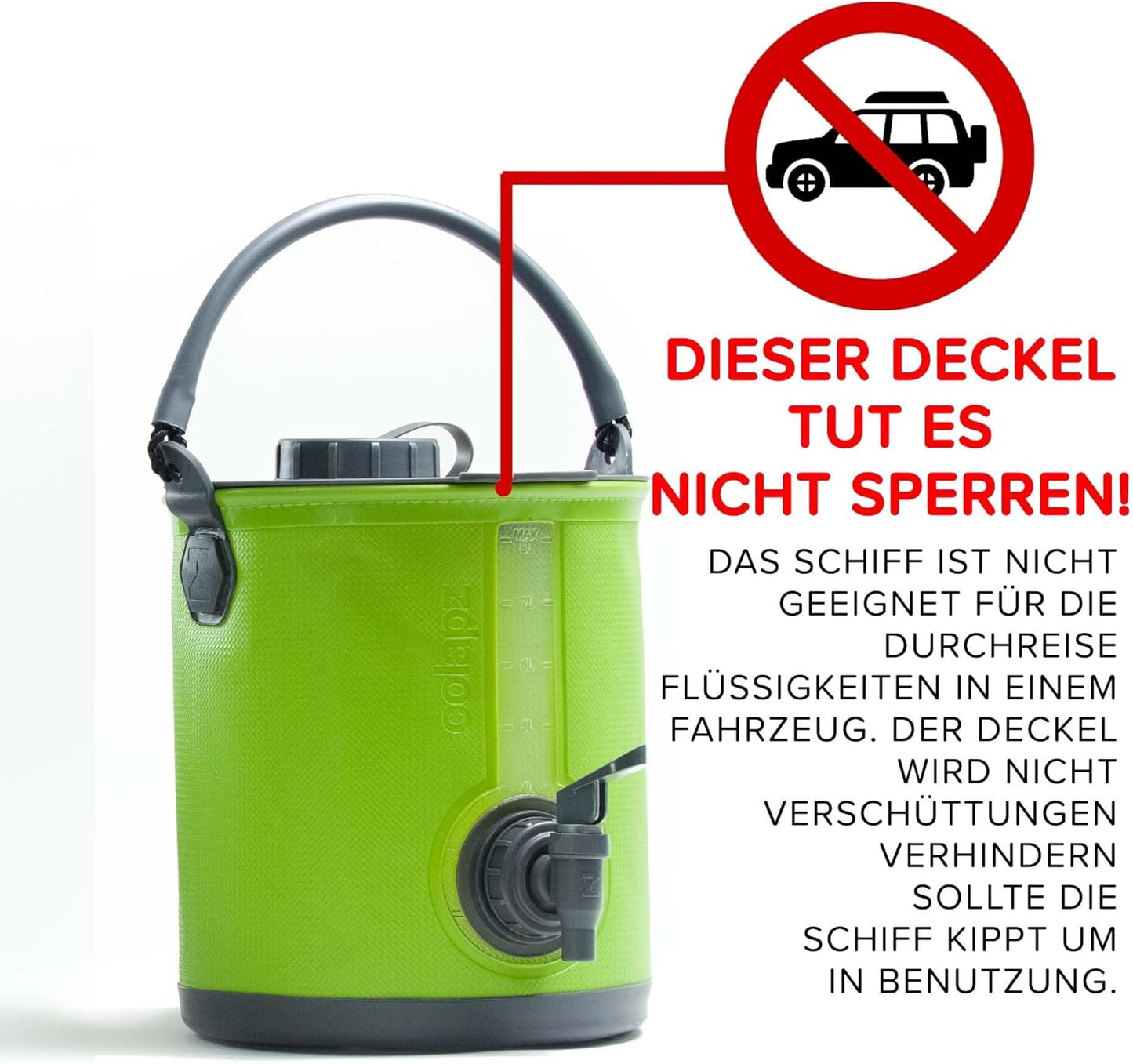 2-in-1 Faltbarer Wasserkanister mit Hahn, 8l, Grün