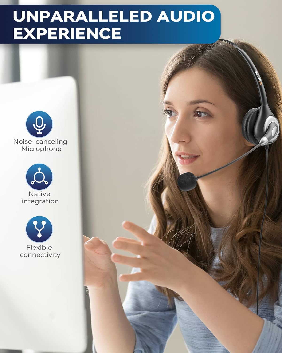 Headsets 602N mit Noise Cancelling Mikrofon & USB Adapter, mattschwarz‌