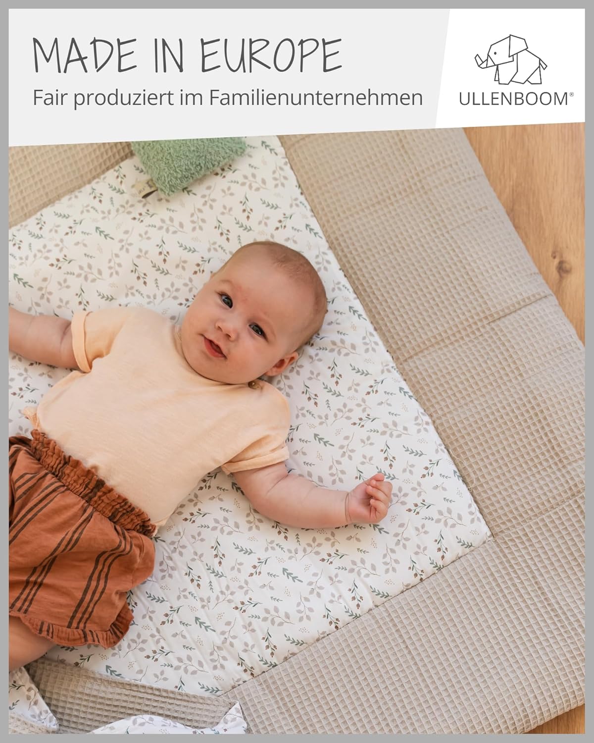 Baby Krabbeldecke 120x120 cm, Floral-sand