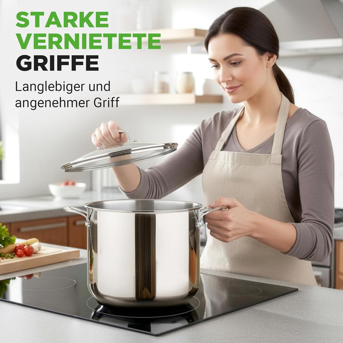 Grosser Suppentopf 11,5L Edelstahl Induktion, 11 Liter