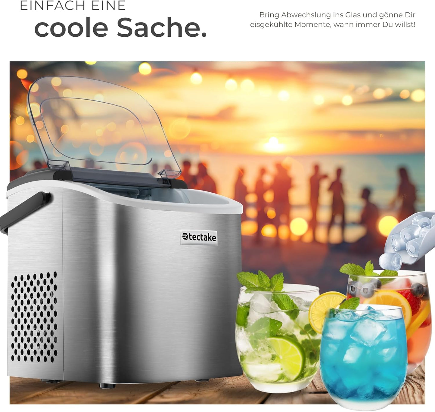 Eiswürfelmaschine Arctic, Wassertank 1,2 L - 12 kg in 24 h Silber