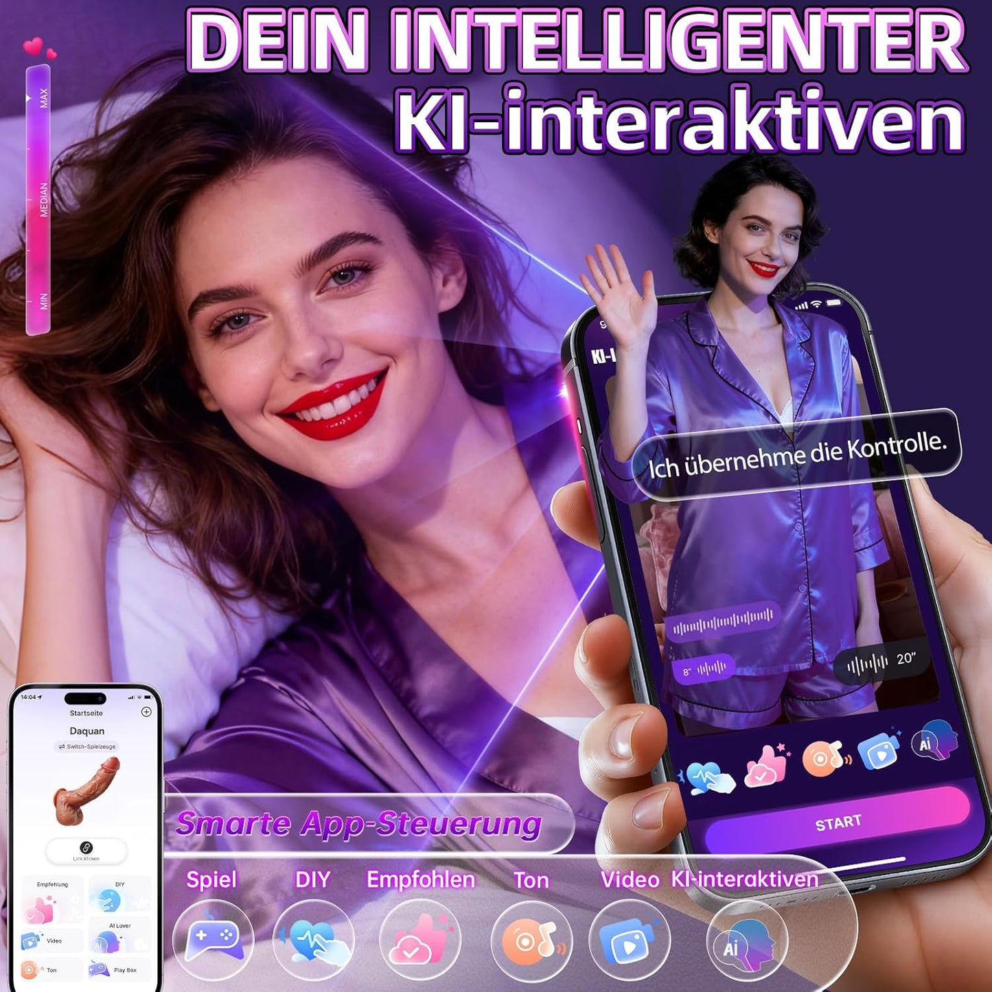 5-in-1 KI-interaktiver KI-interaktiven Dildo mit Stossfunktion