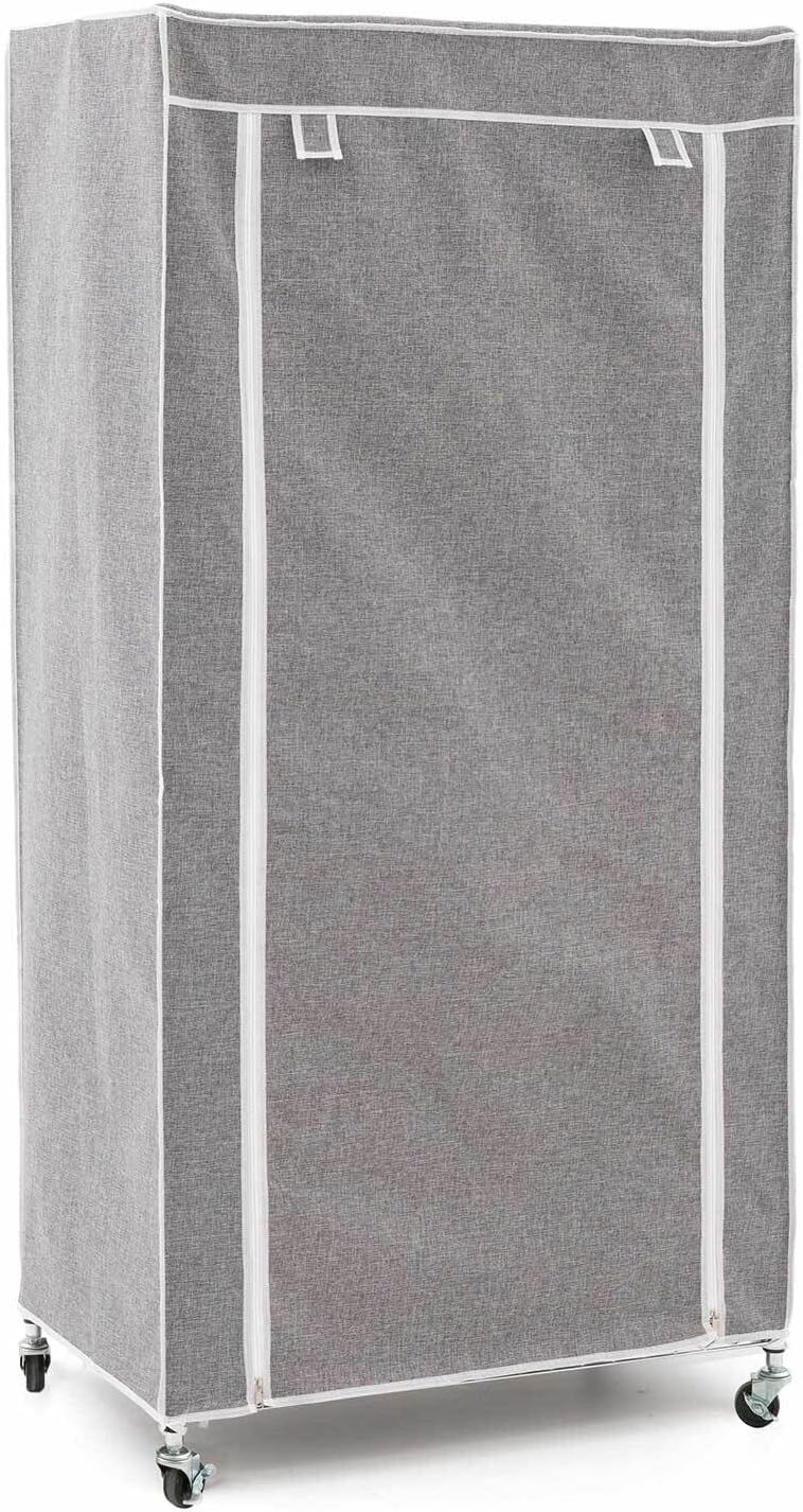 Stoffschrank Buffalo mit Rollen und Ablage, Grau