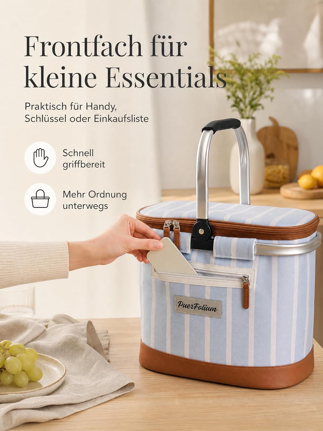 Faltbare Isolierte Kühltasche mit Deckel, Blau