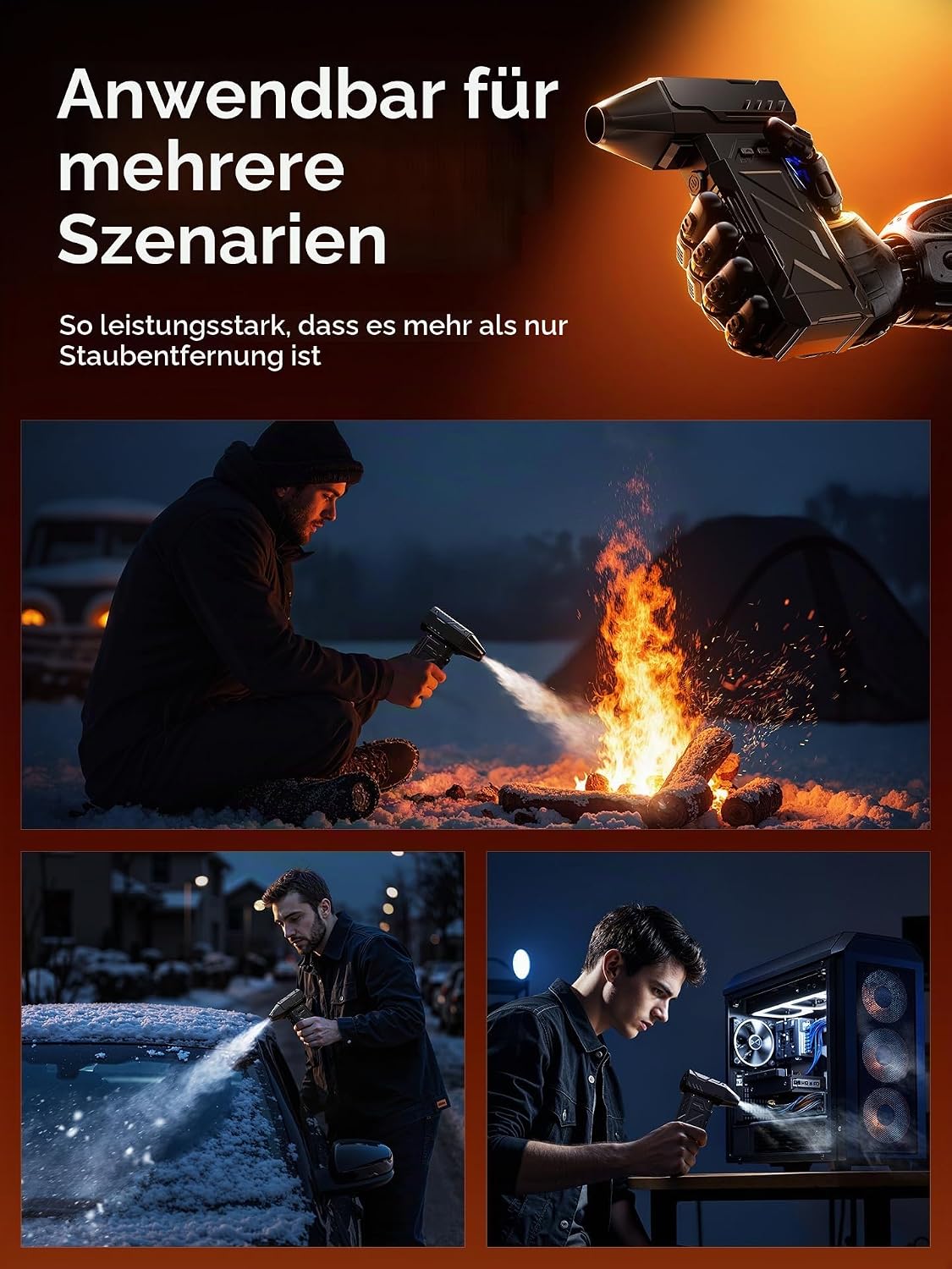 Hochgeschwindigkeits-Druckluftgebläse mit Akku und Reinigungsset, YMG-826