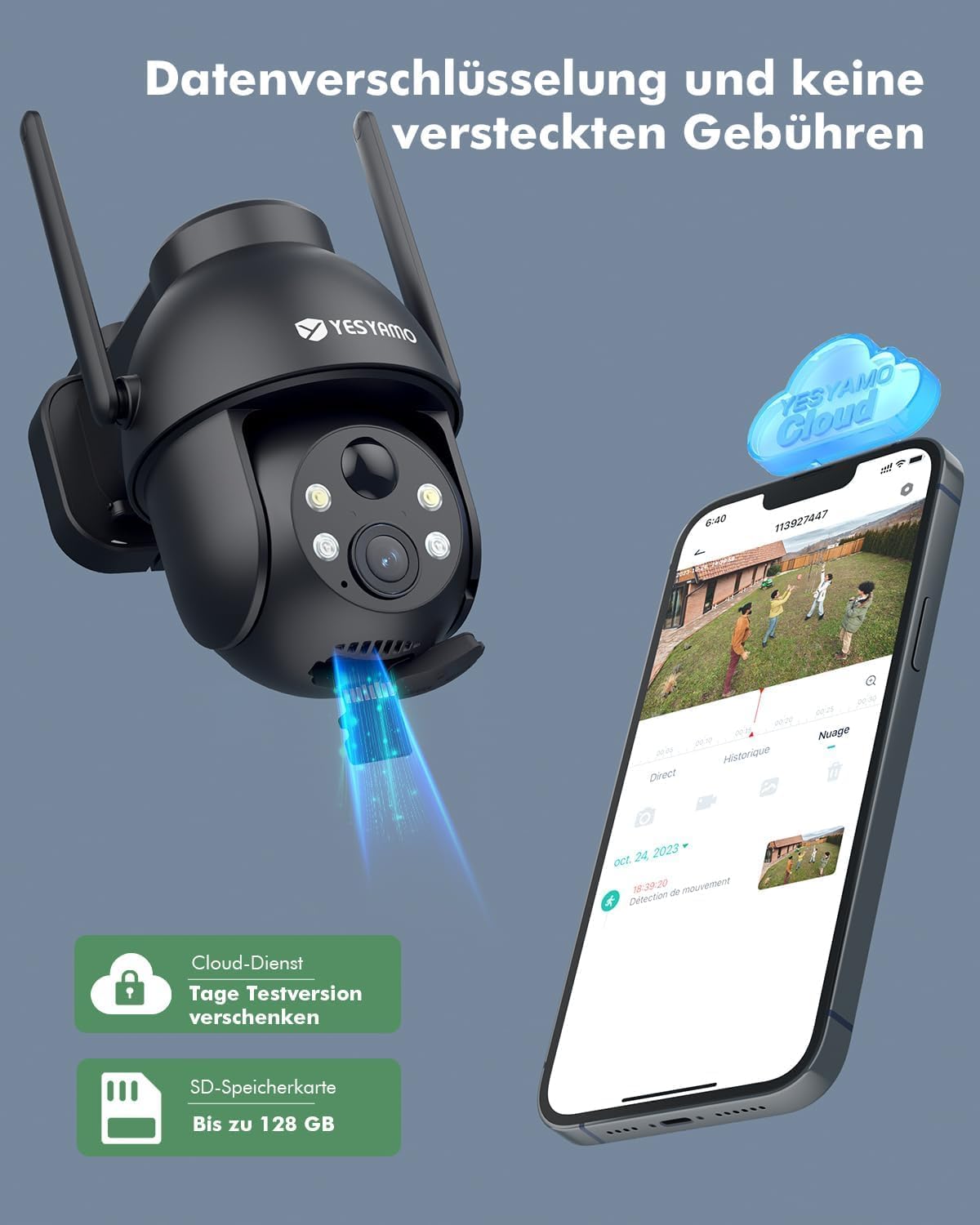 2er-Set Kabellose 2K Überwachungskamera mit Solarpanel, Grau