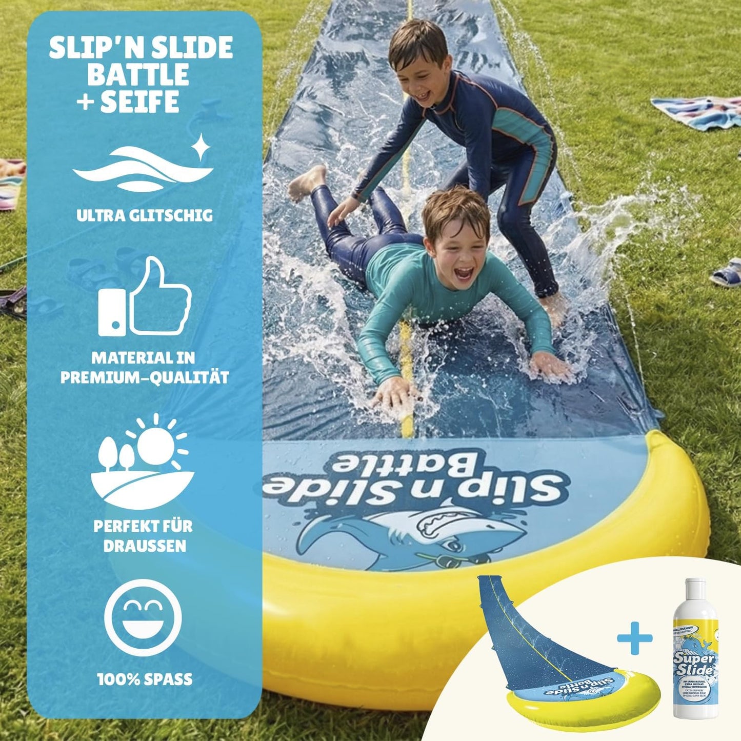 Doppel-Wasserrutschmatte mit Gleitseife