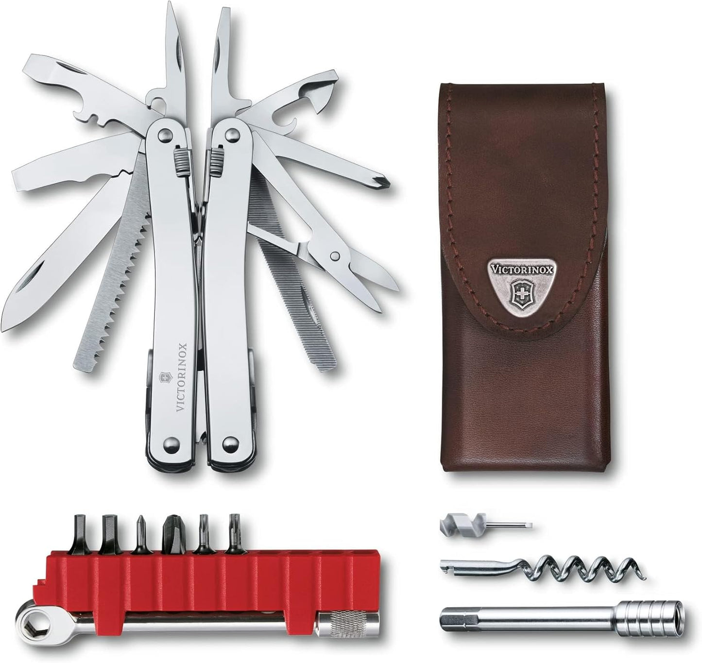Multifunktionswerkzeug Swiss Tool Spirit X Plus (36 Funktionen), Gerade Klinge Leder-Etui Single