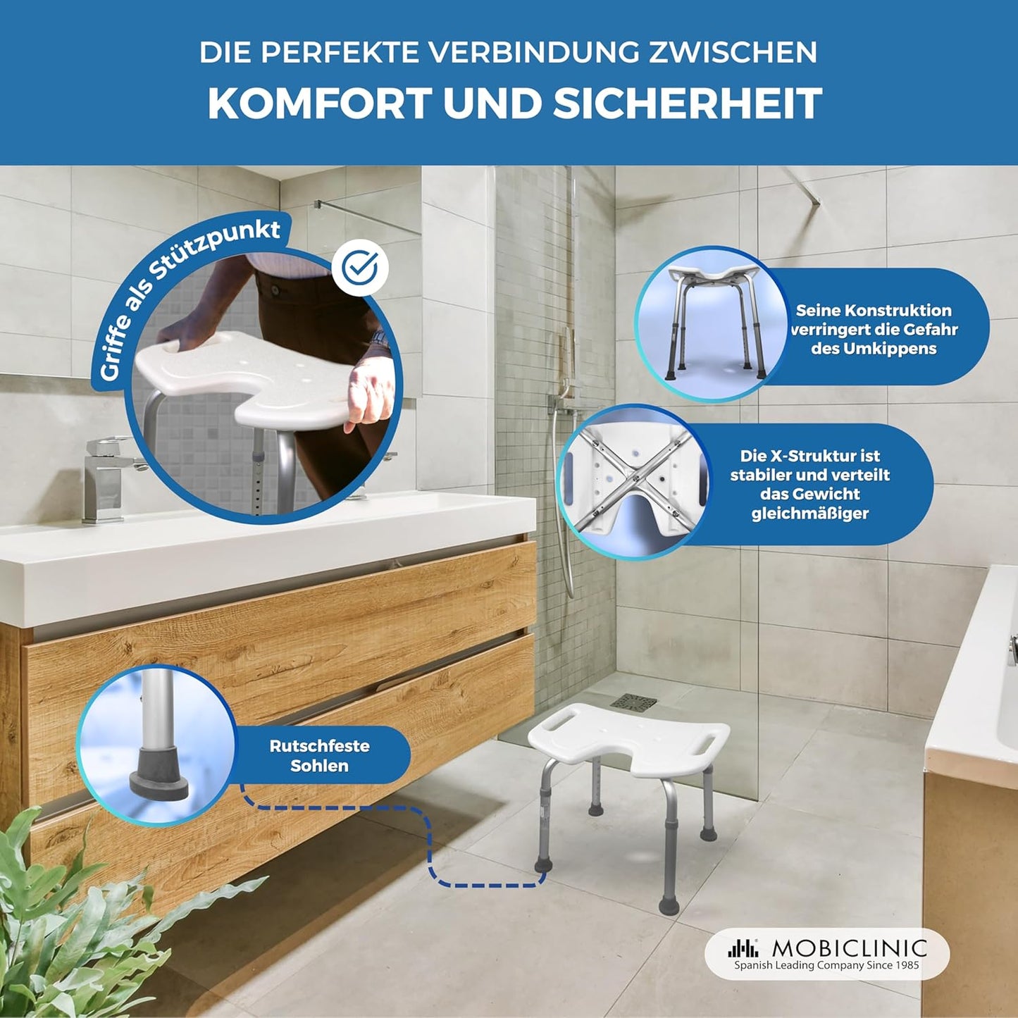 Höhenverstellbarer Duschhocker Bahía